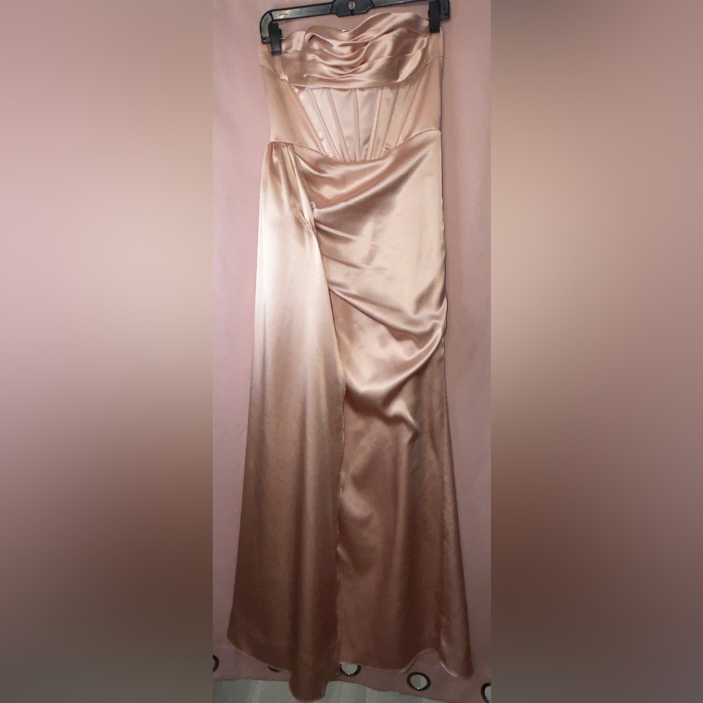 Azazie Satin Side Drape Corset Prom Dress/Formal Wear Guest Glam